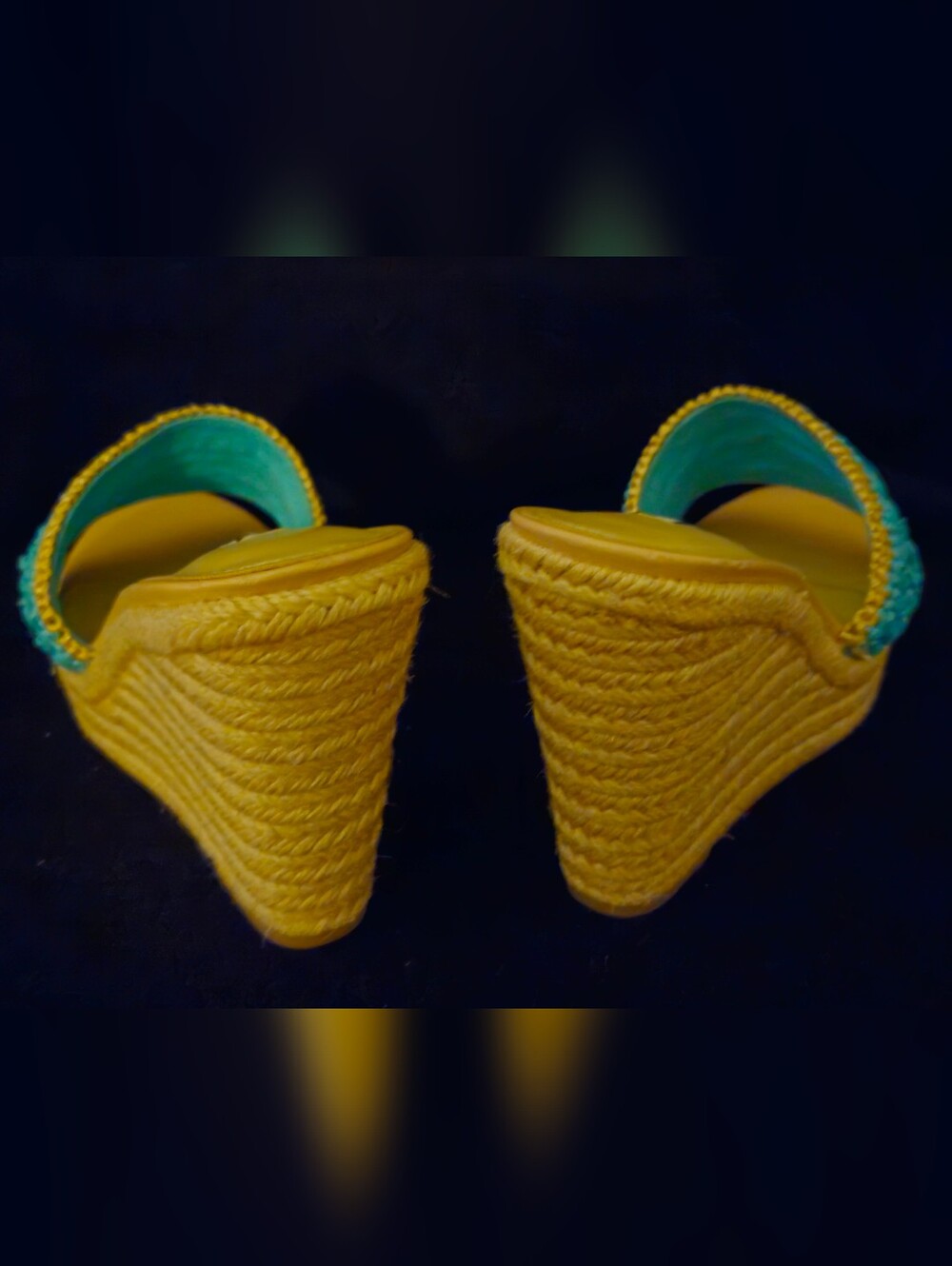 Nine West Holand Wedge Slip-On Sandals Aqua Blue Crochet Details - Size 8.5M - Picture 4 of 7